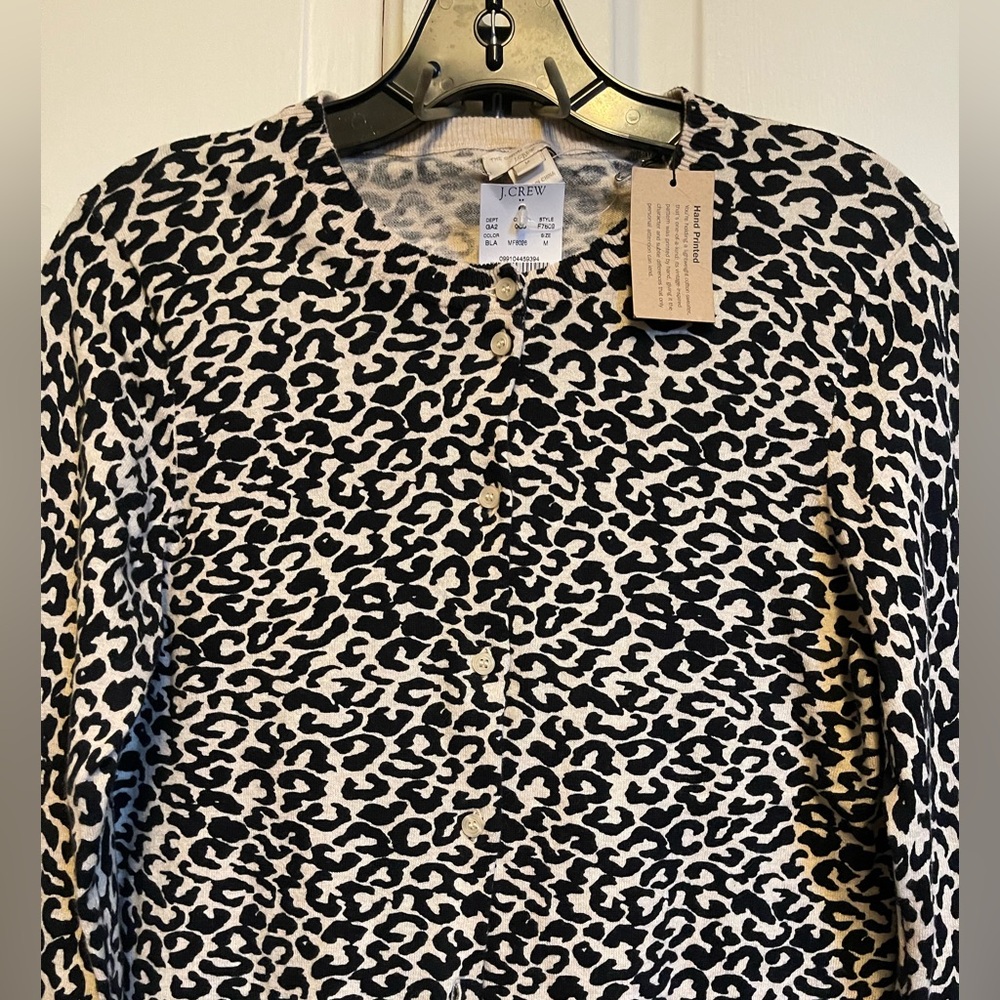 JCREW NWT Animal Print Cardigan -Hand Printed - Picture 2 of 15